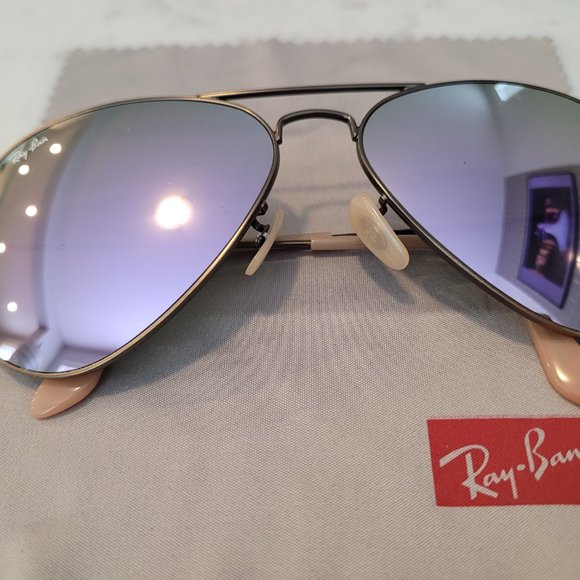 Ray-Ban Lilac Mirrored Lenses Aviator Sunglasses - Picture 7 of 8